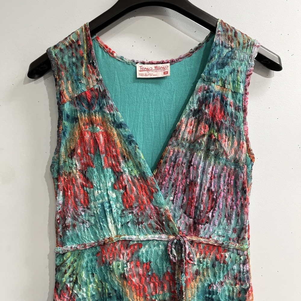 Tango Mango Y2K Dress Womens M Colorful Mesh Overlay Asymmetrical Fairy Whimsy - Picture 4 of 12